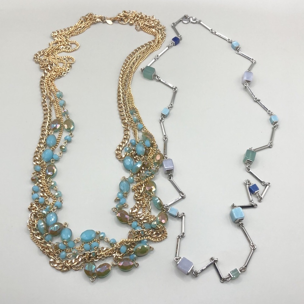 Bundle lot 2 Premier Designs and Loft Long Chain Necklaces Layering Mix Curated